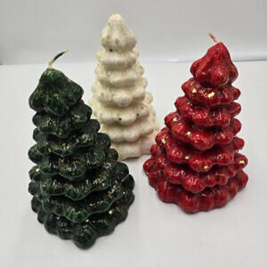 Vintage Christmas‎ Tree candlesticks 3 Total